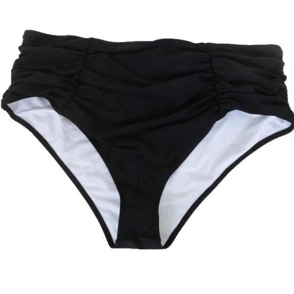 Cupshe NWT Plus Size 3X Black Boho Rhapsody Shirred Plus Size Bikini Bottoms